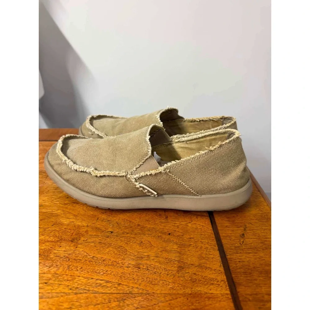 Crocs Santa Cruz Mens Khaki Tan Canvas Slip On Loafers Size 10 M 10128
